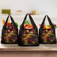 New Caledonia Grocery Bag Octopus Plumeria Polynesian Tattoo DT02 3-pack One Size Black - Polynesian Pride