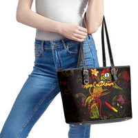 New Caledonia Leather Tote Bag Octopus Plumeria Polynesian Tattoo DT02 - Polynesian Pride