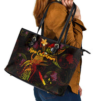 New Caledonia Leather Tote Bag Octopus Plumeria Polynesian Tattoo DT02 - Polynesian Pride