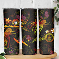 New Caledonia Skinny Tumbler Octopus Plumeria Polynesian Tattoo DT02 - Polynesian Pride