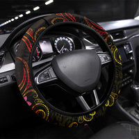 New Caledonia Steering Wheel Cover Octopus Plumeria Polynesian Tattoo
