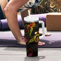 New Caledonia Tumbler With Handle Octopus Plumeria Polynesian Tattoo DT02 - Polynesian Pride