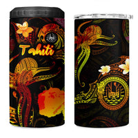 Tahiti French Polynesia 4 in 1 Can Cooler Tumbler Octopus Plumeria Polynesian Tattoo DT02 One Size: 16 oz Black - Polynesian Pride