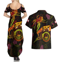 Tahiti French Polynesia Couples Matching Summer Maxi Dress and Hawaiian Shirt Octopus Plumeria Polynesian Tattoo DT02 - Polynesian Pride