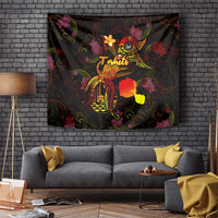 Tahiti French Polynesia Tapestry Octopus Plumeria Polynesian Tattoo DT02 Black - Polynesian Pride