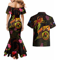Cook Islands Couples Matching Mermaid Dress and Hawaiian Shirt Octopus Plumeria Polynesian Tattoo DT02 - Polynesian Pride