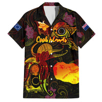 Cook Islands Family Matching Off The Shoulder Long Sleeve Dress and Hawaiian Shirt Octopus Plumeria Polynesian Tattoo