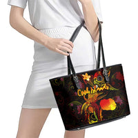 Cook Islands Leather Tote Bag Octopus Plumeria Polynesian Tattoo DT02 - Polynesian Pride