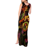 Cook Islands Tank Maxi Dress Octopus Plumeria Polynesian Tattoo