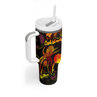 Cook Islands Tumbler With Handle Octopus Plumeria Polynesian Tattoo DT02 - Polynesian Pride