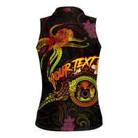 Cook Islands Women Sleeveless Polo Shirt Octopus Plumeria Polynesian Tattoo DT02 - Polynesian Pride
