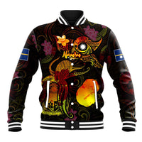 Nauru Baseball Jacket Octopus Plumeria Polynesian Tattoo