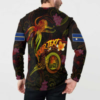 Nauru Button Sweatshirt Octopus Plumeria Polynesian Tattoo