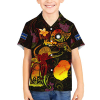 Nauru Family Matching Short Sleeve Bodycon Dress and Hawaiian Shirt Octopus Plumeria Polynesian Tattoo