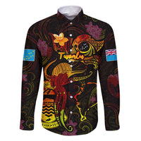 Tuvalu Family Matching Long Sleeve Bodycon Dress and Hawaiian Shirt Octopus Plumeria Polynesian Tattoo