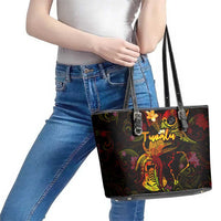 Tuvalu Leather Tote Bag Octopus Plumeria Polynesian Tattoo