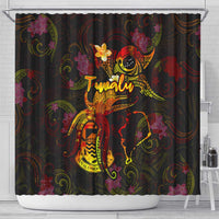 Tuvalu Shower Curtain Octopus Plumeria Polynesian Tattoo