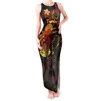 Tuvalu Tank Maxi Dress Octopus Plumeria Polynesian Tattoo