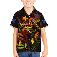 Northern Mariana Islands Family Matching Tank Maxi Dress and Hawaiian Shirt Octopus Plumeria Polynesian Tattoo DT02 Son's Shirt Black - Polynesian Pride
