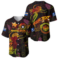 Marshall Islands Baseball Jersey Octopus Plumeria Polynesian Tattoo