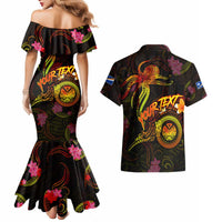Marshall Islands Couples Matching Mermaid Dress and Hawaiian Shirt Octopus Plumeria Polynesian Tattoo