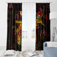 Marshall Islands Window Curtain Octopus Plumeria Polynesian Tattoo