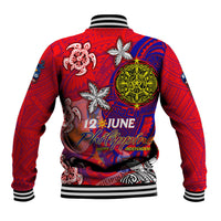 Personalized Philippines 12 June Independence Day Baseball Jacket Polynesian Turtle Plumeria