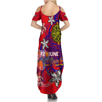 Personalized Philippines 12 June Independence Day Summer Maxi Dress Polynesian Turtle Plumeria DT02 - Polynesian Pride