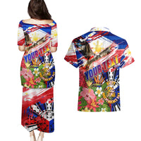 Personalized Philippines Independence Day Couples Matching Puletasi and Hawaiian Shirt Polynesia Filipinas Eagle Hibiscus
