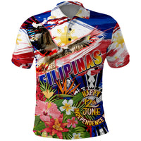 Personalized Philippines Independence Day Polo Shirt Polynesia Filipinas Eagle Hibiscus DT02 Blue - Polynesian Pride