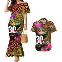 Personalised Vanuatu Independence Day 30 July Couples Matching Mermaid Dress and Hawaiian Shirt Hibiscus Polynesian Pattern DT02 Yellow - Polynesian Pride
