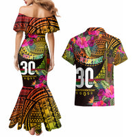 Personalised Vanuatu Independence Day 30 July Couples Matching Mermaid Dress and Hawaiian Shirt Hibiscus Polynesian Pattern DT02 - Polynesian Pride