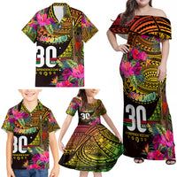 Personalised Vanuatu Independence Day 30 July Family Matching Off Shoulder Maxi Dress and Hawaiian Shirt Hibiscus Polynesian Pattern DT02 - Polynesian Pride