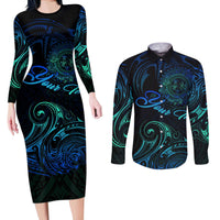 Sea Animal Polynesia Couples Matching Long Sleeve Bodycon Dress and Long Sleeve Button Shirt Polynesian Pattern