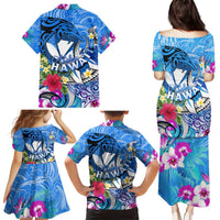 Aloha Hawaii Family Matching Puletasi and Hawaiian Shirt Dolphins and Fish Hook Hibiscus DT02 - Polynesian Pride