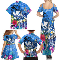 Aloha Hawaii Family Matching Summer Maxi Dress and Hawaiian Shirt Dolphins and Fish Hook Hibiscus DT02 - Polynesian Pride
