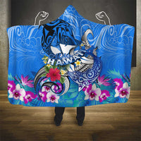 Aloha Hawaii Hooded Blanket Dolphins and Fish Hook Hibiscus