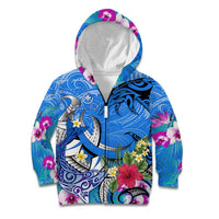 Aloha Hawaii Kid Hoodie Dolphins and Fish Hook Hibiscus