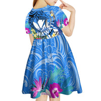 Aloha Hawaii Kid Short Sleeve Dress Dolphins and Fish Hook Hibiscus DT02 - Polynesian Pride