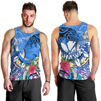 Aloha Hawaii Men Tank Top Dolphins and Fish Hook Hibiscus