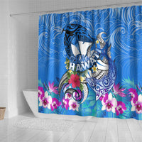 Aloha Hawaii Shower Curtain Dolphins and Fish Hook Hibiscus DT02 - Polynesian Pride