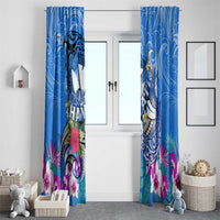 Aloha Hawaii Window Curtain Dolphins and Fish Hook Hibiscus