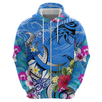 Aloha Hawaii Zip Hoodie Dolphins and Fish Hook Hibiscus DT02 - Polynesian Pride