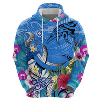 Aloha Hawaii Zip Hoodie Dolphins and Fish Hook Hibiscus DT02 - Polynesian Pride