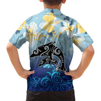 Mother And Baby Dolphins Family Matching Off Shoulder Maxi Dress and Hawaiian Shirt Hawaii Hibiscus DT02 - Polynesian Pride