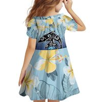 Mother And Baby Dolphins Kid Short Sleeve Dress Hawaii Hibiscus