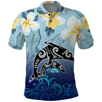 Mother And Baby Dolphins Polo Shirt Hawaii Hibiscus