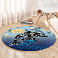 Mother And Baby Dolphins Round Carpet Hawaii Hibiscus DT02 - Polynesian Pride