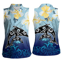 Mother And Baby Dolphins Women Sleeveless Polo Shirt Hawaii Hibiscus DT02 - Polynesian Pride