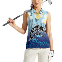 Mother And Baby Dolphins Women Sleeveless Polo Shirt Hawaii Hibiscus DT02 - Polynesian Pride
